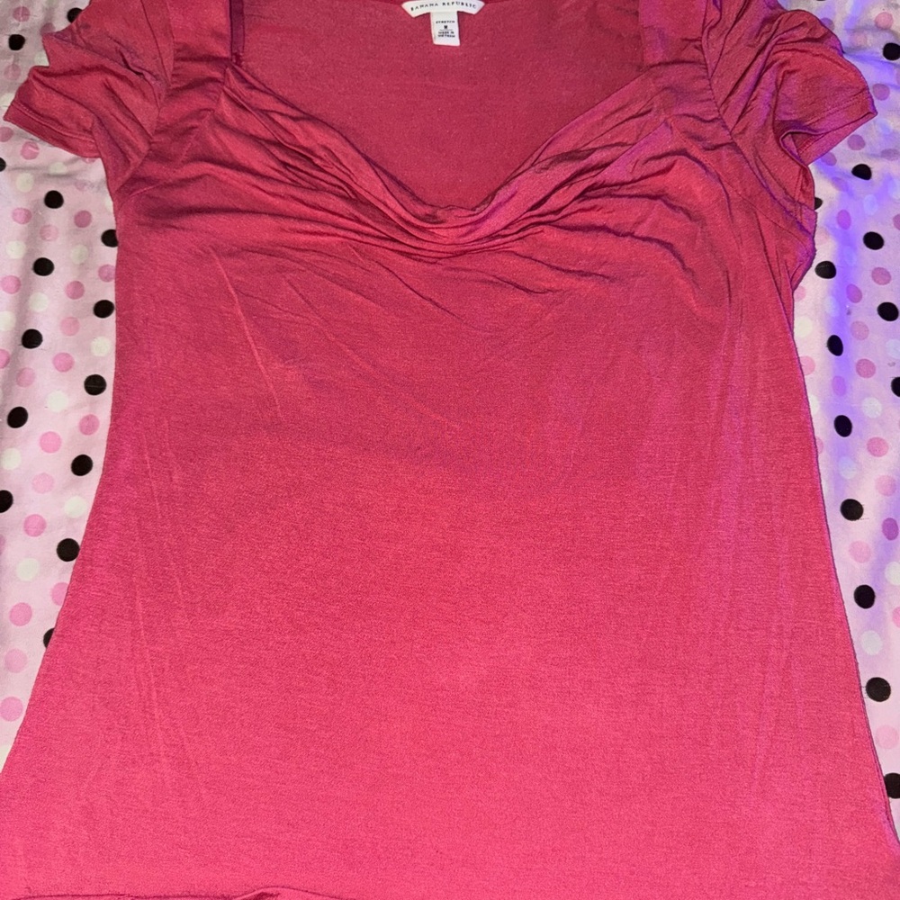 Banana Republic Red/Pink Ruched Blouse